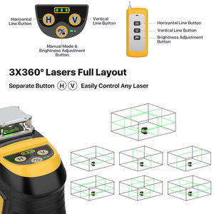 Nível a Laser Industrial DEGLASERS 360 Auto Nivelante Verde 12 Linhas com Bateria Recarregável de Íon de Lítio para Construção - Product Image 4