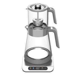 핫시 저그 사모바르 물 보일러 주전자 러시아 터키 이중 유리 냄비 1.6L + 0.8L 거품 차 기계 메이커 차 주전자 유리 - Product Image 4