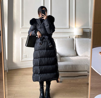 Nouveauté 2024 Doudoune Femme Tendance Chaude Hiver avec Capuche Col en Fourrure Naturelle Manteau en Duvet à Capuche avec Garniture en Fourrure de Renard