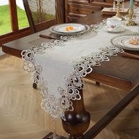 Dailu Nappe de table rectangulaire style campagnard populaire, dentelle soluble dans l'eau, idéale pour restaurants, mariages et fêtes