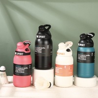 Bouteilles d'eau isothermes à double paroi avec couvercle anti-fuite, tasse thermos isolée, gobelet portable en acier inoxydable avec paille