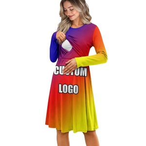 Robe décontractée pour femmes enceintes, à fleurs et à imprimé léopard, de haute qualité, douce et confortable, taille plus, robe d'allaitement - Product Image 6