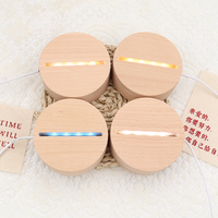Base d'illusion de veilleuse 3D cylindrique en bois blanc support en acrylique transparent avec source de lumière LED pour la décoration de la chambre projets de bricolage