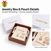 Boîte à bijoux de voyage personnalisée avec logo, motif carré, avec pochette, pour bagues et boucles d'oreilles, boîte à bijoux personnalisée en carton avec couvercle et base