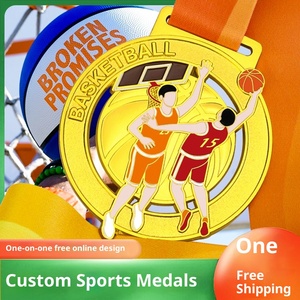 Bóng Rổ Kim Loại Huy Chương Tùy Chỉnh UV In Ấn Thân Thiện Với Môi Mạ Câu Lạc Bộ Thanh Niên Trò Chơi Làng Ba Đào Tạo Khóa học - Product Image 4