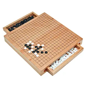 ゲーム木製GOボードセット収納引き出し付きクラシック2プレーヤー卓上中国チェス戦略ゲーム子供と家族のための