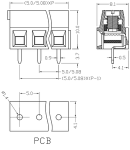 Bloque de terminales de tornillo de plástico de 2 polos y <span class=keywords><strong>3</strong></span> pines, reemplazo de Phoenix Electricterminal Block 5,0mm 5,08mm Pcb - Product Image 4
