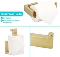Ensemble de salle de bain de luxe en or 4 pièces, porte-serviettes carré en acier inoxydable de qualité hôtelière, ensemble de supports à papier hygiénique mural