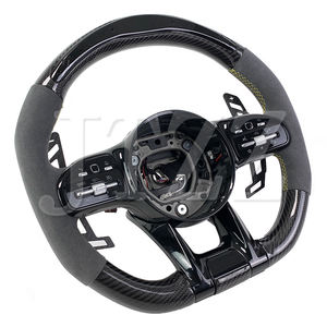 2019-2023 pour Mercedes Benz <span class=keywords><strong>AMG</strong></span> a C CLA <span class=keywords><strong>GLA</strong></span> GLB GLC GLE GLS <span class=keywords><strong>43</strong></span> 63 Intérieur de volant de voiture en Fiber de carbone Alcantara personnalisé - Product Image 2