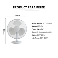 Ventilateur de table en plastique à 3 pales de 16 pouces, en PP et fer, pour l'intérieur, idéal pour dormir ou travailler – Vente en gros usine