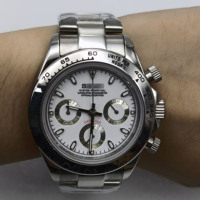Jam Tangan VK63 Movement, Kalender Perak Putih, Bahan Baja Tahan Karat 904L, Enam Jarum, Timer Tersegmentasi, Jam Tangan Pria