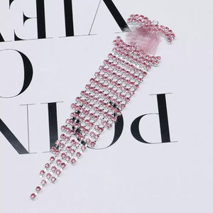 Aksesoris Perhiasan DIY, Hiasan Casing Ponsel, Liontin Rumbai Panjang dari Paduan Logam Berhias Berlian Imitasi Mewah Berkilau - Product Image 4