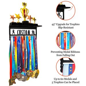 2026 Hochwertiges Wandregal zur Präsentation von Medaillen für Gymnastik, Eislaufen und Sport, Wandmontierter Medaillenrahmen für Marathon - Product Image 3