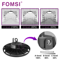 Lumière LED industrielle à haute luminosité FOMSI avec interrupteur à bascule, puissance réglable, 100W-200W, éclairage LED industriel, IP65, étanche, lampe d'entrepôt, lampe d'atelier