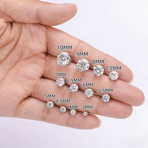 Pendientes de Oro con Moissanita Redonda VVS de 1CT, Plata de Ley 925 Hipoalergénica, para Hombre y Mujer, Venta al por Mayor - Product Image 1