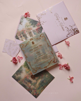 Invitations de mariage en papier vélin de qualité supérieure, personnalisées avec dorure à chaud, invitation de mariage en acrylique de luxe avec doublure d'enveloppe rose