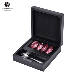 Laque de haute qualité personnalisée OEM Finition noire mate Matériau Mdf Taille compacte 2 compartiments Boîte de rangement pour capsules de café d'hôtel - Product Image 3