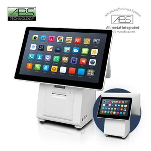 White Metal Machine Dual Screen Touchable POS Machine Suitable For Retail Point Of Cash Register System With Thermal Printer