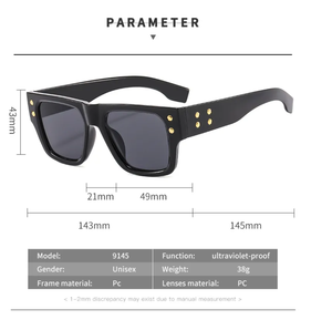 Luxus Chất lượng cao người đàn ông cổ điển Spike Kính mát đinh tán dropship biểu tượng tùy chỉnh in màn trập bóng râm vuông Acetate Kính mát - Product Image 4