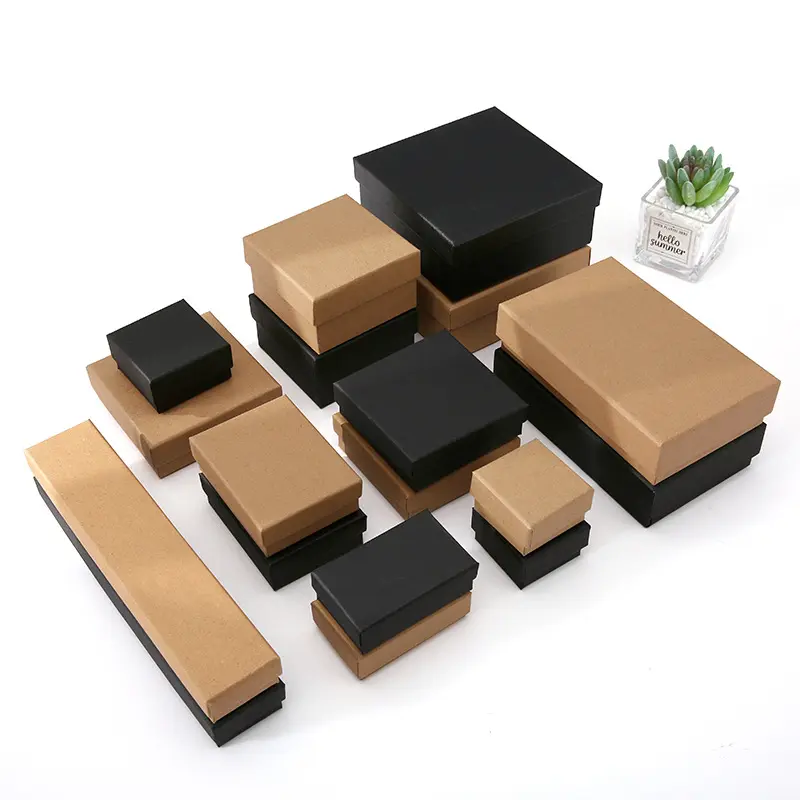Personalisierte modische schwarze Kartonpapierbox Herren Damen Armband Schmuckschatullen Verpackung mit individuellem Logo