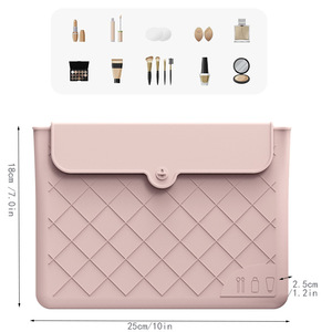 Silicone Cosmetic Bag Diamond Lattice Medium Size Multi Function Organizer <b>For</b> Travel <b>Makeup</b> <b>Storage</b> - Product Image 4
