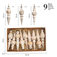 Ensemble de 9 boules de Noël vintage en or crème électroplaqué, effet vieilli, incassables, 16 cm, pour décoration de sapin, coffret cadeau