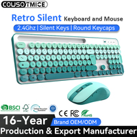 OEM ODM Korean Japanese Arabic French Round Keycap Office Cordless Cute Silient Colorful Silent Wireless Keyboard and Mouse