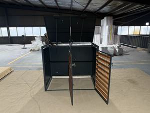 Poubelle <span class=keywords><strong>de</strong></span> jardin à roulettes en acier métallique, double, facilement assemblable, pour 2 poubelles, pression naturelle - Product Image 3
