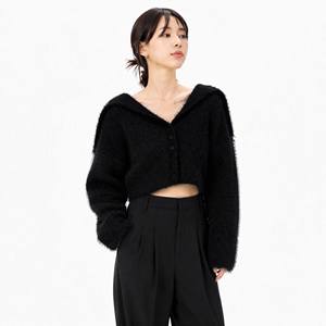 2026 Blank <strong>Navy</strong> Collar <strong>Cardigan</strong> Coat Knitwear Crochet Knitted Outfit Plain Short Sweaters Buttons Fluffy Cropped <strong>Cardigans</strong> Women - Product Image 3