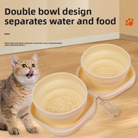Bol pour animaux de compagnie pliable personnalisé, écologique, de qualité alimentaire, double, multifonctionnel, portable pour l'extérieur