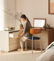 Coiffeuse avec miroir rabattable, meuble de chambre en bois, commode à six tiroirs offrant un grand espace de rangement, mobilier de maison