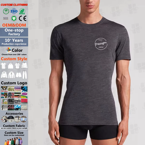 ผู้ผลิตเสื้อยืดขนแกะเมอริโนแบบสั่งทำพิเศษ ดีไซน์ใหม่ ทรงพื้นฐาน ใส่สบาย หรูหรา สำหรับผู้ชาย ออกกำลังกายและกิจกรรมกลางแจ้ง - Product Image 2