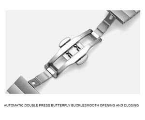 Bracelet en acier inoxydable de 20mm et 22mm avec boucle papillon solide pour Huawei GT23 <span class=keywords><strong>Samsung</strong></span> Garmin Bracelet de montre universel - Product Image 6