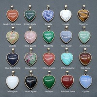 Pendentif cœur en cristal plaqué or Quartz rose Jade pierres semi-précieuses naturelles pour pendentifs de mode breloques de fête