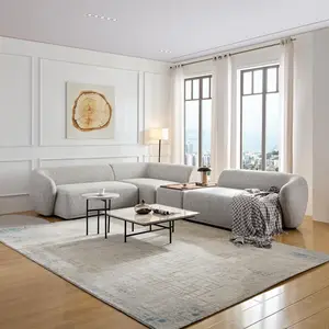 Comfort di lusso durevole a forma di grande divano da soggiorno eleganza in tessuto componibile rotondo curvo divano e tavolo