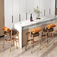 Tabouret de bar haut en bois massif et métal, style nordique de luxe, design minimaliste, pour usage commercial (bar/restaurant), non pliable