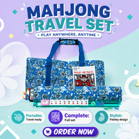 Jeu de Mahjong Américain 166 Tuiles Blanches en Mélamine Sac Bleu Paisley 4 Supports Transparents Poussoirs Kit Complet de Mahjong Livre Guide