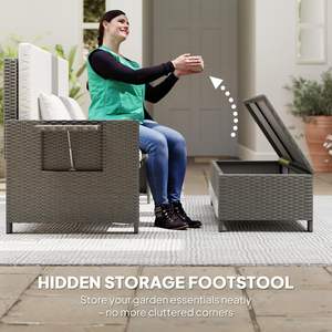 Tumbona Doble de Ratán para Jardín, con Respaldo Ajustable en 5 Niveles, Almacenamiento, Cojines y Almohadas, Juego de Jardín Retráctil - Product Image 6