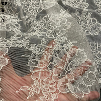 Tissu en dentelle française cordée de haute qualité pour robe de mariée 150cm