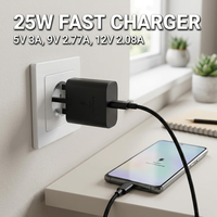 Cantell Chargeur et câble Type C super rapides 258B, adaptateur secteur USB-C 25W pour Samsung Galaxy Note10 S21 S22 S22 S23 Ultra