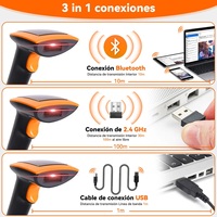 Escáner de Códigos de Barras 2D QR Inalámbrico de 2.4Ghz + Bluetooth + Conexión USB, Lee PDF417, Datamatrix, EAN13, UPC, Código Postal32