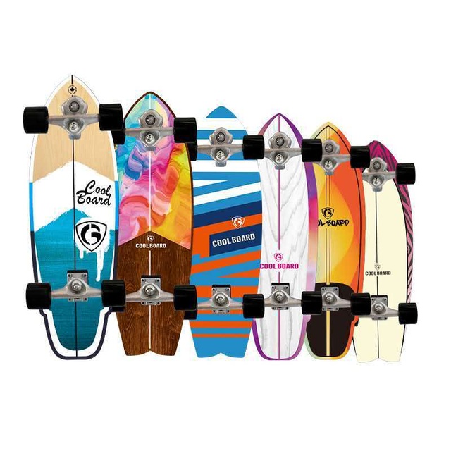 S6 Complete Surfskate, Spring Truck Land Surf Skateboard, No Push Carving Skateboard for Beginners