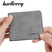 Dompet Pria BAELLERRY 2025 High-End, Minimalis Horizontal, Slot Kartu Banyak, Model Baru, PU Pendek Matte, Penjepit Uang untuk Pria