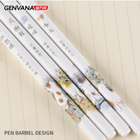 Stylos Gel à Pointe Aiguille 0,35 mm, Encre Noire et Bleue, Écriture Fluide, Motifs Chat et Floral Mignons, Vente en Gros Direct Usine, Logo Personnalisé