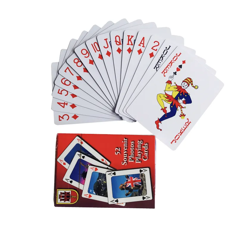 Campione gratuito Stock all'ingrosso pubblicità all'ingrosso Souvenir promozionale regalo carta da gioco carta da Poker stampata personalizzata