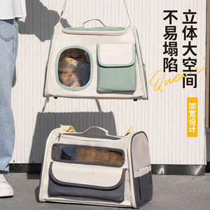 Transparent Breathable Large Capacity Foldable Lightweight Cat Dog <b>Carrier</b> <b>Backpack</b> Soft-Sided <b>Pet</b> Travel Bag 3-5kg - Product Image 1