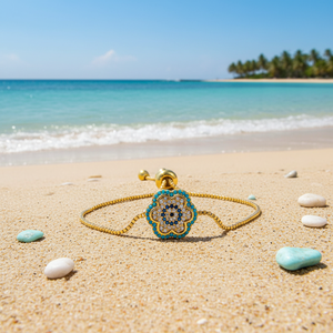 Flower Evil Eye Shaped Fashion Bijouterie <b>Gold</b> Plated Zircon Stoned <b>Bracelet</b> - Product Image 3