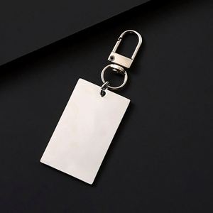 Porte-clés rectangulaire en acier inoxydable, logo gravé au laser, impression couleur, matériau vierge, cadeau personnalisable - Product Image 5