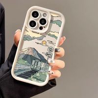 Coque de téléphone portable antichoc en TPU avec impression d'illustration de train et style objectif d'appareil photo pour iPhone 11 12 13 14 15 16 17 18 Pro Max