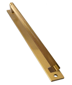 Poignée de tirage moderne de luxe Doorshine en laiton massif moleté de 6 à 10 pouces avec plaque de fixation pour armoires et placards - Product Image 1